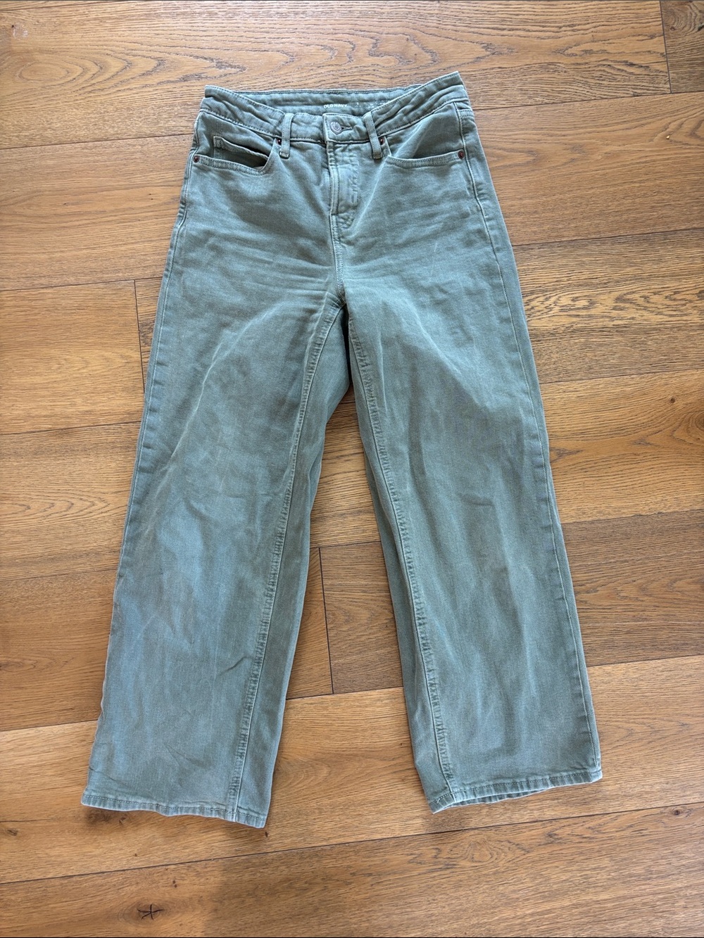Casual High-Rise Wide Leg Jeans in Green